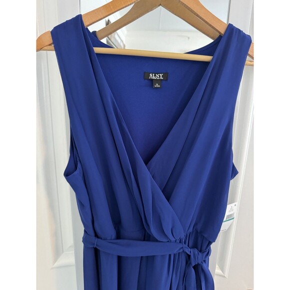 NWT SLNY Maxi Dress‎ Sleeveless Chiffon Women’s Size 16 Royal Blue - Picture 1 of 13